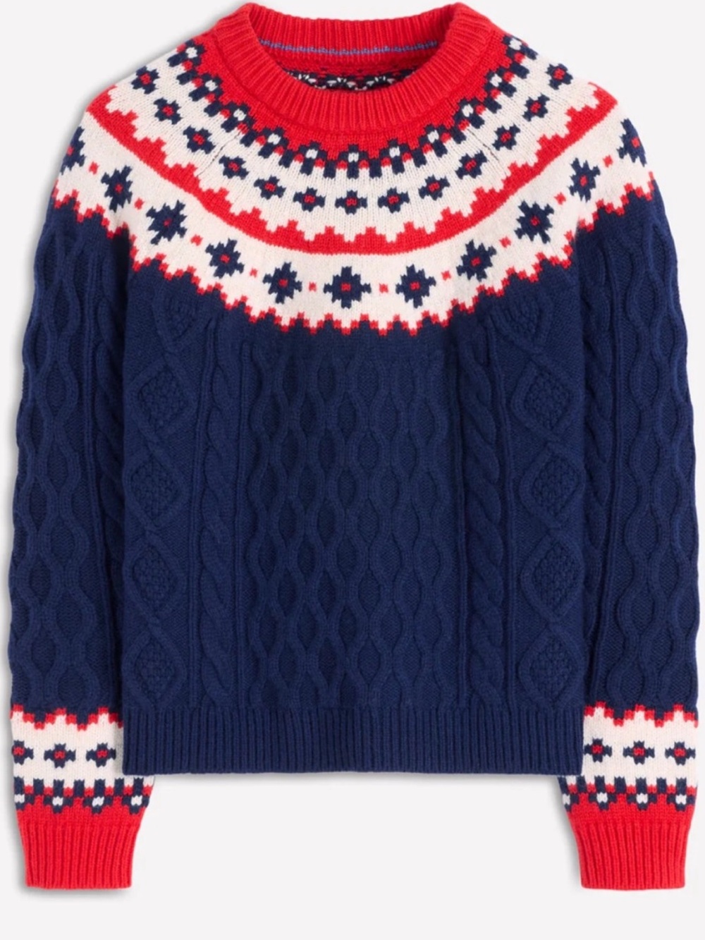 Mini Boden Kids' Fair Isle Sweater in the Navy Cable Size 5-6 YRS NWT